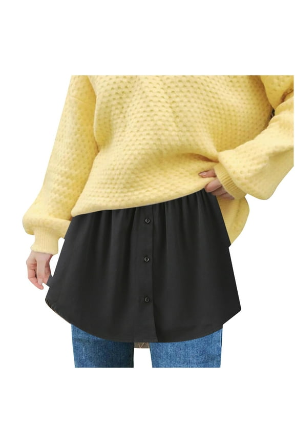 Womens Button Down Shirt Extender Elastic Waist Flowy Layering Hem Extender