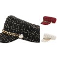 thumbnail image 1 of XIAOCHA Womens Chain‑Decorated Newsboy Cap Breathable Daily Beret Cap,Black, 1 of 4