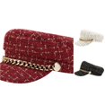 thumbnail image 1 of XIAOCHA Womens Chain‑Decorated Newsboy Cap Breathable Daily Beret Cap,Red, 1 of 2