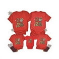 thumbnail image 1 of XIAOCHA Womens Christmas Family Matching Pajamas Set 2026 Themed Printed Red Short Sleeve Crewneck Top Festive And Stylish Family Apparel For Parents, 1 of 4