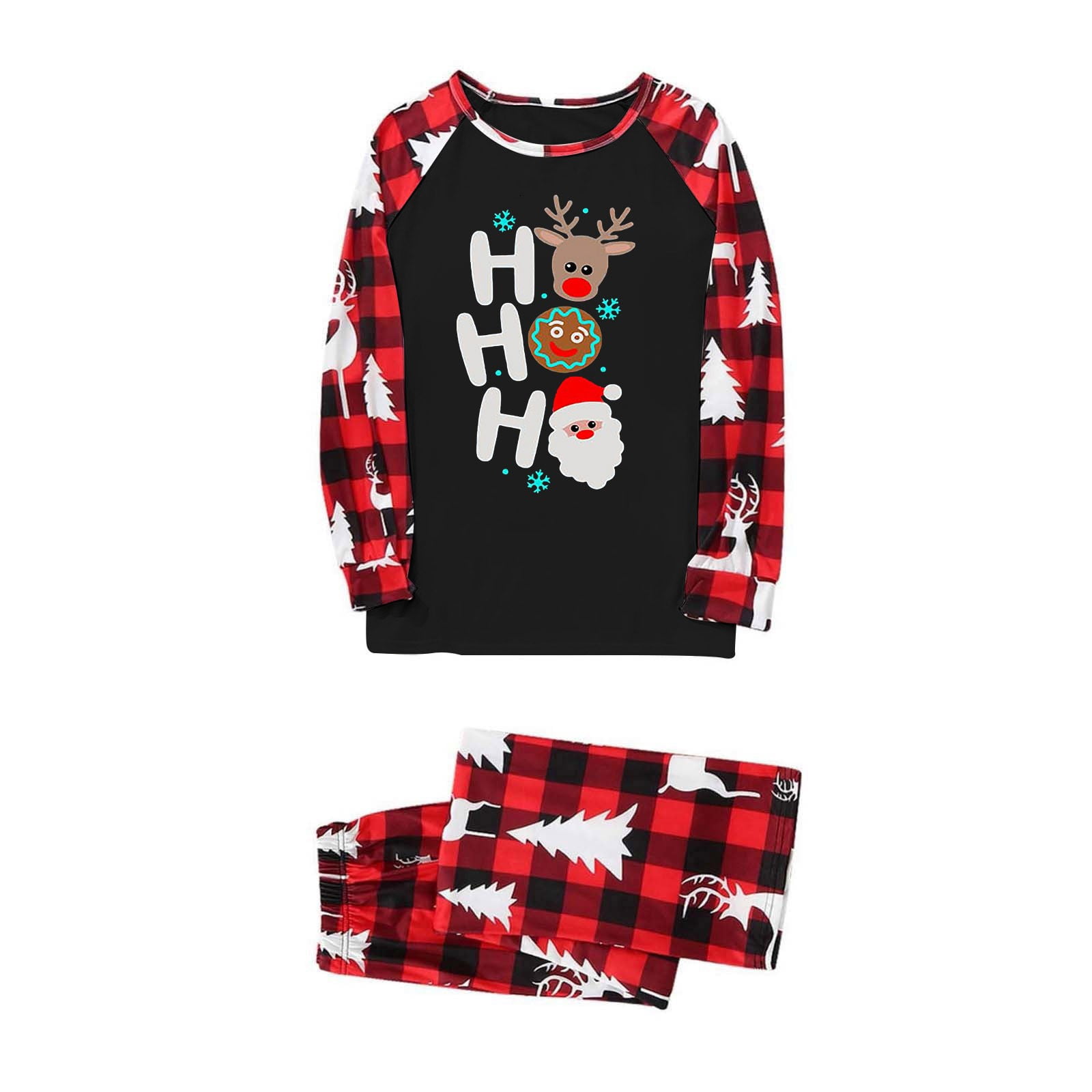 XIAOCHA Womens Christmas Family Matching Pajamas Set Santa And Reindeer ...