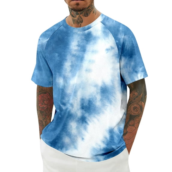 XIAOCHA Womens Cloud Tie Dye Raglan T Shirt Short Sleeve Crew Neck Pullover Top Breathable Casual Beach Tees