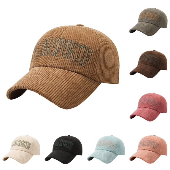 XIAOCHA Womens Corduroy Embroidered Baseball Cap Adjustable Hat Bands Outdoor Baseball Hats,Coffee