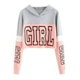 thumbnail image 1 of XIAOCHA Womens Cropped Hoodies Color Block Letter Graphic Hoodies Streetwear Casual Long Sleeves Top, 1 of 4
