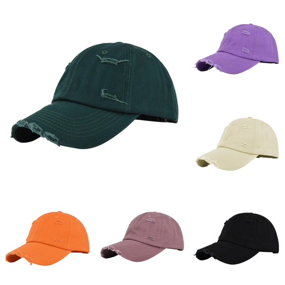 XIAOCHA Womens Distressed Ripped Baseball Cap Adjustable Hat Band Outdoor Dad Hat,Green