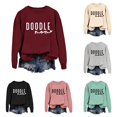 thumbnail image 1 of XIAOCHA Womens Doodle Mom Letter Crew Neck Sweatshirt Casual Mama Graphic Oversized Pullover Top, 1 of 3