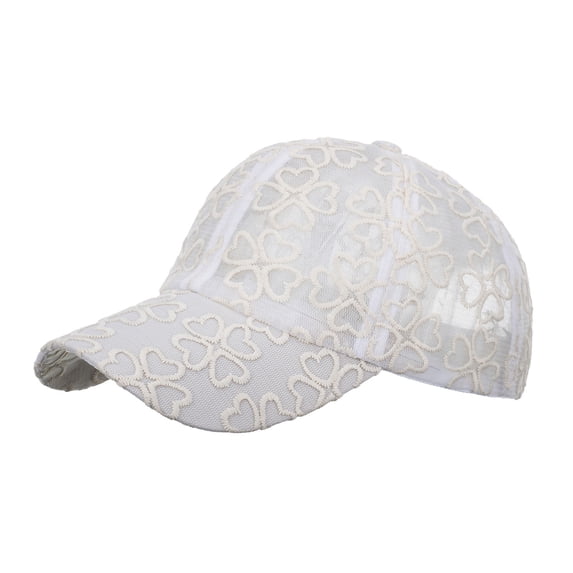 XIAOCHA Womens Embroidered Lace Baseball Cap Breathable Ball Hat,Beige