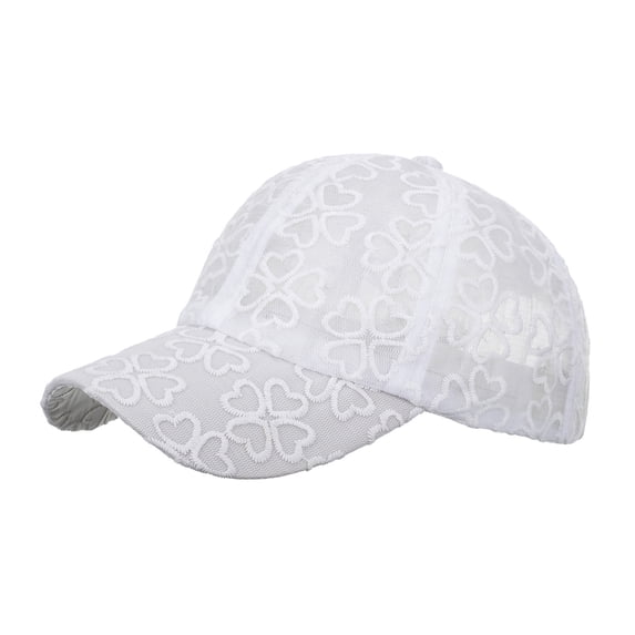 XIAOCHA Womens Embroidered Lace Baseball Cap Breathable Ball Hat,White