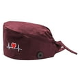 thumbnail image 1 of XIAOCHA Womens Embroidery‑Print Scrub Cap Button‑Equipped Caps for Medical Duty Scrubhats,Red, 1 of 3