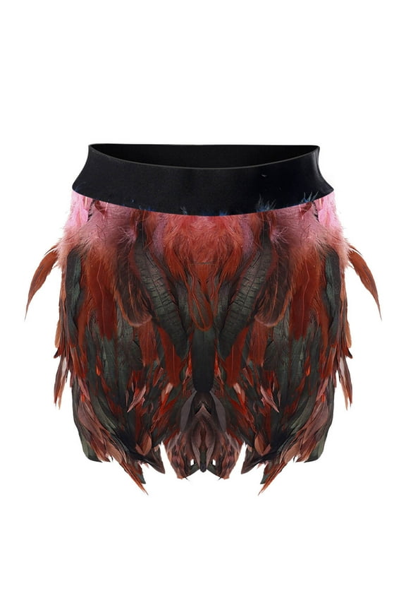 Womens Feathered Skirt Loose Fluffy High Waisted Mini Skirt Soft Edgy Festival Skirts