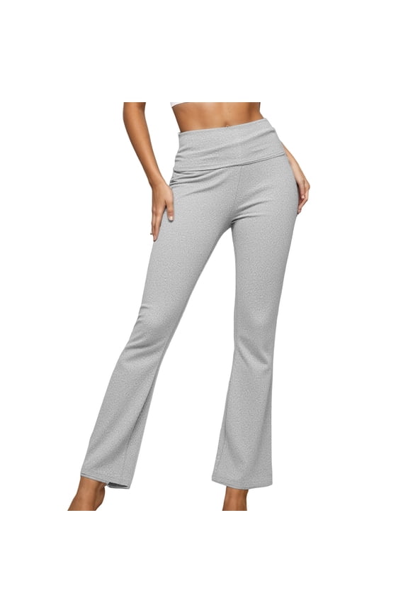 Womens Flared Yoga Pants High Waisted Soft Fabric Figure Flattering Pants Solid Color Simple Active Fitness Casual Wear