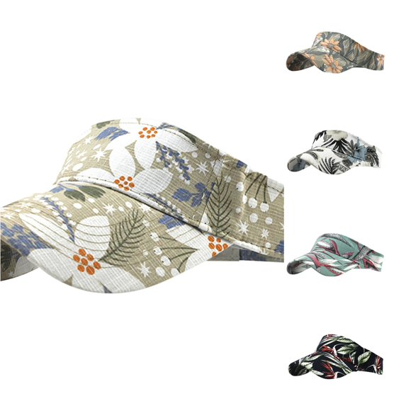XIAOCHA Womens Floral‑Print Visor Cap Breathable Sun Protection Sun Visor,Beige