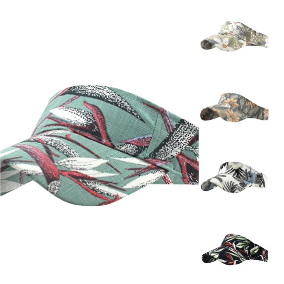 XIAOCHA Womens Floral‑Print Visor Cap Breathable Sun Protection Sun Visor,Green