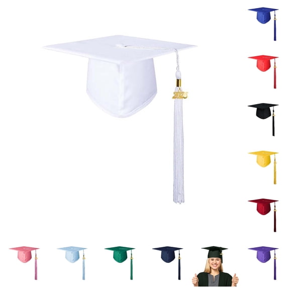 XIAOCHA Womens Graduation Mortar Board Cap Tassel Accessory Party Academic Hat,White