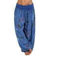 thumbnail image 1 of XIAOCHA Womens Harem Pants Flowy Printed Wide Leg Harem Pants Boho Style High-Waisted Loose Fit Casual Trousers Vacation Beach, 1 of 4