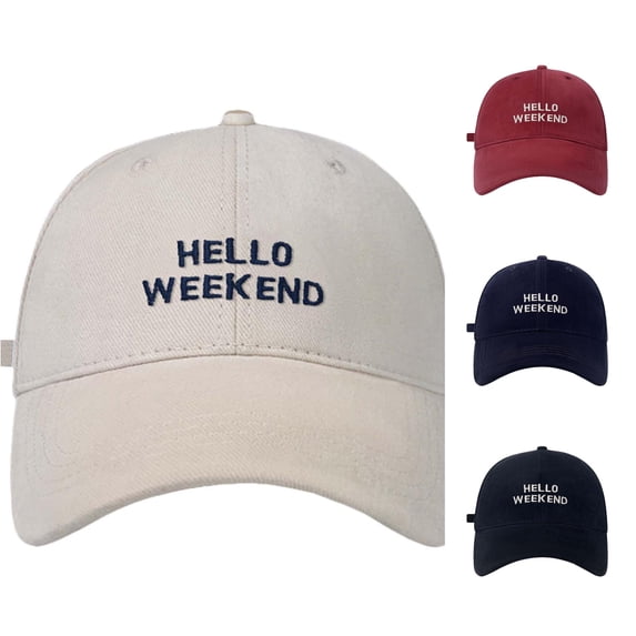 XIAOCHA Womens Hello Weekend Embroidered Dad Hat Adjustable Hat Band Farm Baseball Cap,Beige