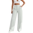 thumbnail image 1 of XIAOCHA Womens High Waist Tailored Pant Wide Leg Full Length Button Waist Trouser Smooth Elegant office Pants, 1 of 5