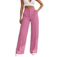 thumbnail image 1 of XIAOCHA Womens High Waist Tailored Pant Wide Leg Full Length Button Waist Trouser Smooth Elegant office Pants, 1 of 5