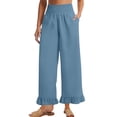 thumbnail image 1 of XIAOCHA Womens High Waist Wide Leg Pants Ruffle Hem with Pockets Casual Summer Trousers, 1 of 7