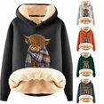 thumbnail image 1 of XIAOCHA Womens Highland Cow Animal Print Hoodie Relaxed Fit Fall Daily Long Sleeve Hoodies, 1 of 4