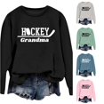 thumbnail image 1 of XIAOCHA Womens Hockey Grandma Sport Letter Crew Neck Sweatshirt Ice Hockey Fan Oversized Pullover Top, 1 of 4