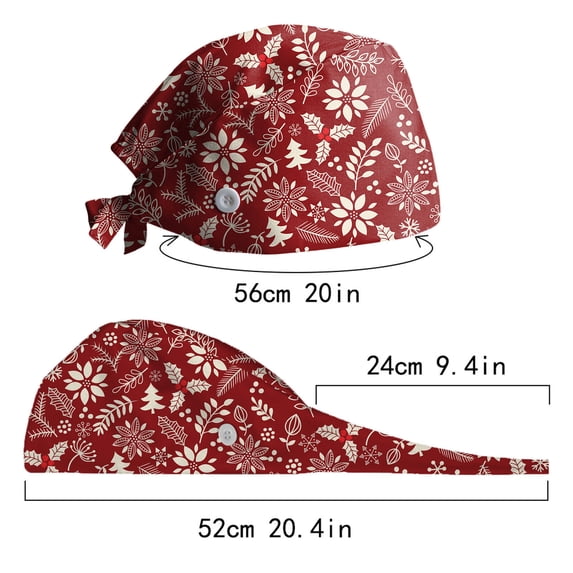 XIAOCHA Womens Holiday‑Floral Scrub Cap Breathable Work Head Wrap,A