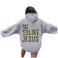 thumbnail image 1 of XIAOCHA Womens Hoodies Back Scripture Print Pullover Top Winter Casual Drawstring Hooded Sweatshirt, 1 of 7