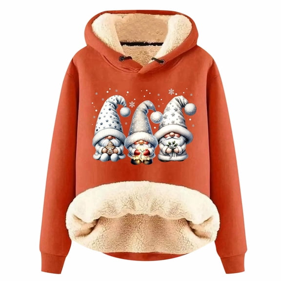 XIAOCHA Womens Hoodies Christmas Graphic Sherpa Lined Hoodie - Cozy Pullover Sweatshirt Festive Winter Warm Holiday Wear