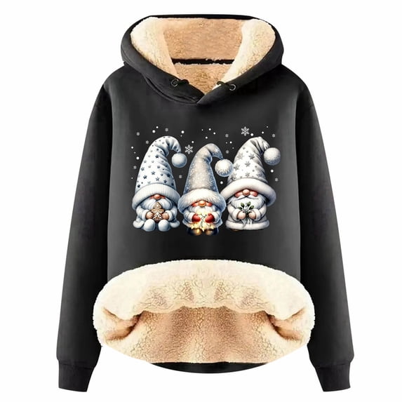 XIAOCHA Womens Hoodies Christmas Graphic Sherpa Lined Hoodie - Cozy Pullover Sweatshirt Festive Winter Warm Holiday Wear