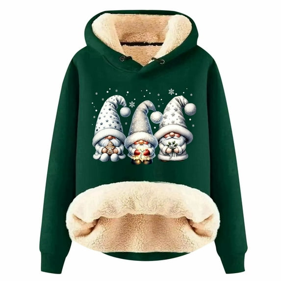 XIAOCHA Womens Hoodies Christmas Graphic Sherpa Lined Hoodie - Cozy Pullover Sweatshirt Festive Winter Warm Holiday Wear