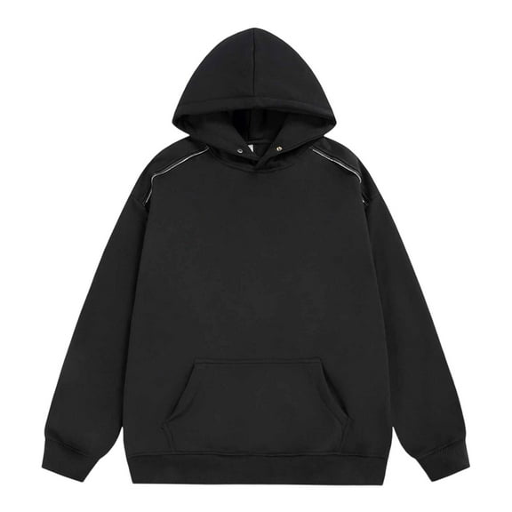 XIAOCHA Womens Hoodies Fall/Winter Kangaroo Pocket Oversize Drawstring Hooded Sweatshirt Long Sleeves Solid Color Trendy Top Streetwear Black