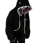 XIAOCHA Mens Shark Design Hoodie Oversized Long Sleeve Hooded Pullover Top Soft Playful Casual Hoodies