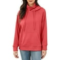 thumbnail image 1 of XIAOCHA Womens Hoodies Oversized Kangaroo Pockets Funnel Neck Drawsting Hooded Loose Fit Long Sleeve Simple Solid Color Pullover Hoodies Sweatshirts, 1 of 7