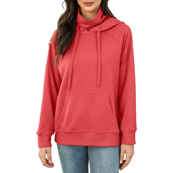 XIAOCHA Womens Hoodies Oversized Kangaroo Pockets Funnel Neck Drawsting Hooded Loose Fit Long Sleeve Simple Solid Color Pullover Hoodies Sweatshirts