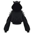 thumbnail image 1 of XIAOCHA Womens Hoodies Solid Color Gothic Cat Ear Hooded Sweatshirt Long Sleeve Lace Up Shoulder Crop Top Hoodie Punk Style Outfits L, 1 of 9