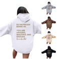 thumbnail image 1 of XIAOCHA Womens Inspirational Letter Back Print Hoodie Oversized Long Fit Daily Pullover Sweatshirt, 1 of 3