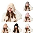 thumbnail image 1 of XIAOCHA Womens Knit Ear‑Flap Beanie Pom‑Pom Solid Color Windproof Ski Trapper Hat,Beige, 1 of 4