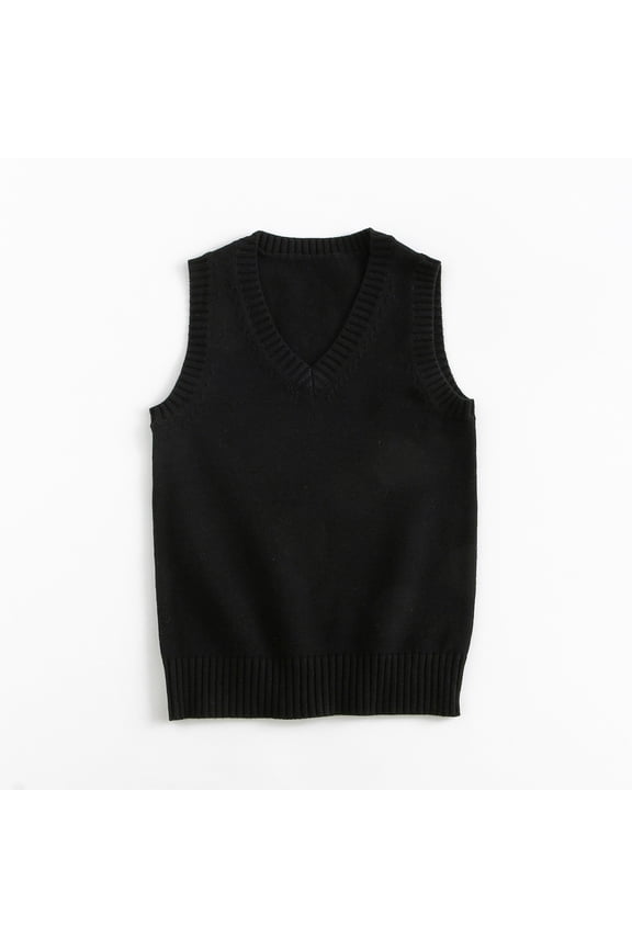 Womens Knit Sweater Vest V Neck Sleeveless Top Warm Casual School Pullover