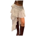 thumbnail image 1 of XIAOCHA Womens Lace Ruffled High Low Skirt Asymmetrical Hem Elastic Waist Boho Party Wear, 1 of 9
