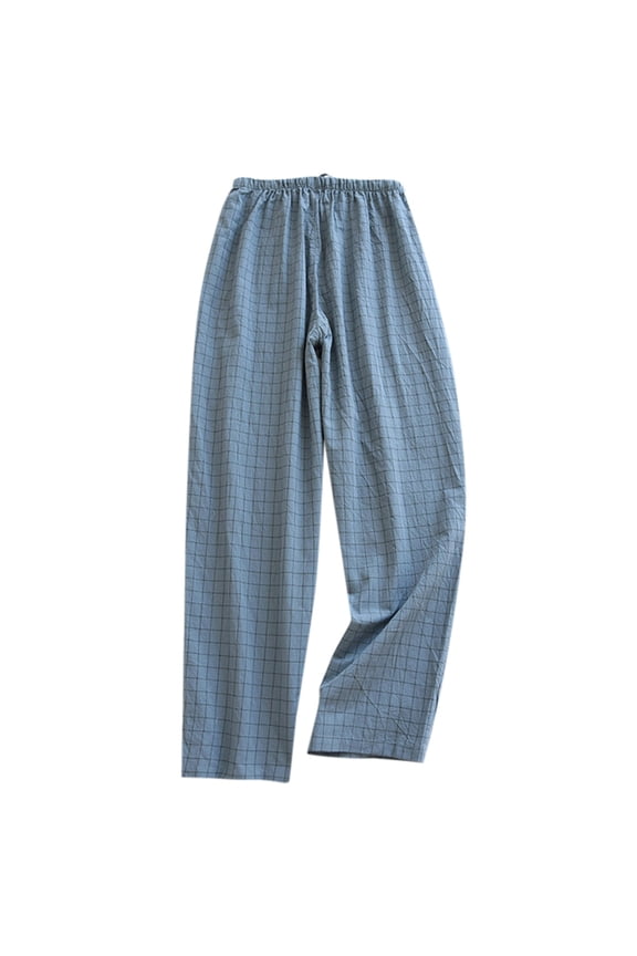 Womens Loungewear Pants with Elastic Waist Soft Grid Pattern Casual Home Wear Cozy Trousers