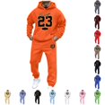 thumbnail image 1 of XIAOCHA Womens Number Print Tracksuit Relaxed Fit Fall Daily Jogger Set Sweatshirts, 1 of 4