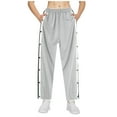 thumbnail image 1 of XIAOCHA Womens Pants Side Stripe Button Decor Elastic High Waist Long Sweatpants Trendy Loose Sporty Trousers Streetwear, 1 of 6