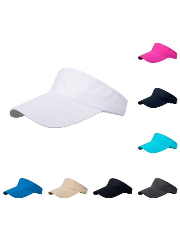 Womens Perforated Sport Sun Visor Adjustable Hat Band Outdoor Headwear,White