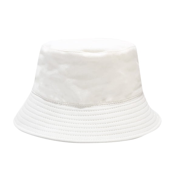 XIAOCHA Womens Plain‑Solid Bucket Hat Solid Sun Hat Beach Daily Hat,White