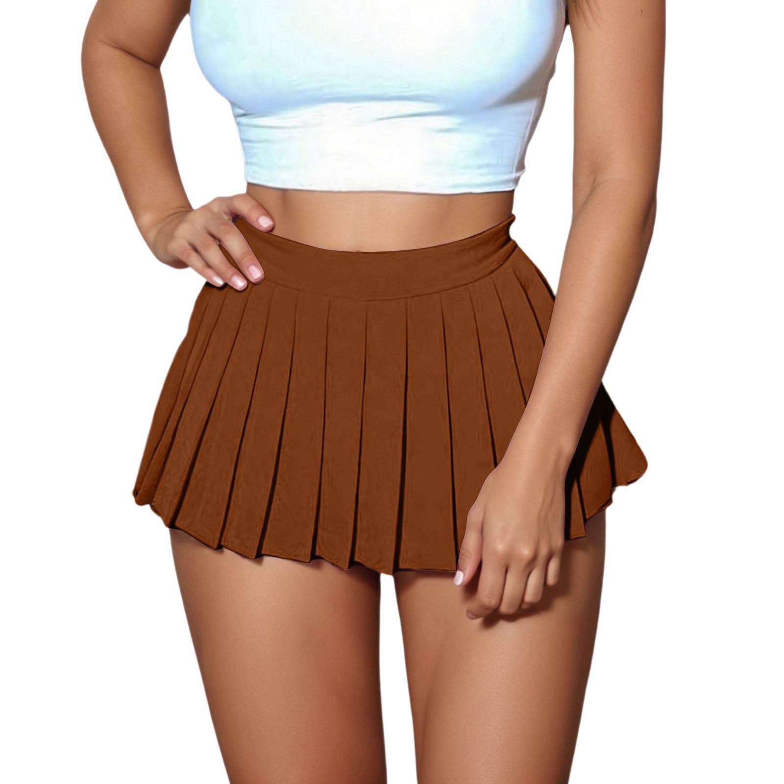 XIAOCHA Womens Pleated Mini Skirt High Waist A Line Casual School