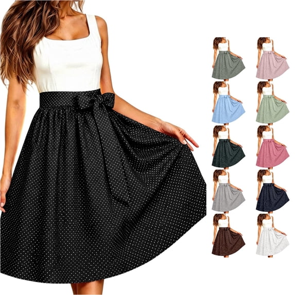 XIAOCHA Womens Polka Dot Skirt High Waist Midi Skirt Daily Casual Outfit