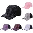 thumbnail image 1 of XIAOCHA Womens Rhinestone Mesh Trucker Cap Adjustable Hat Band Ball Hat,Black, 1 of 4
