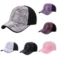 thumbnail image 1 of XIAOCHA Womens Rhinestone Mesh Trucker Cap Adjustable Hat Band Ball Hat,Silver, 1 of 4