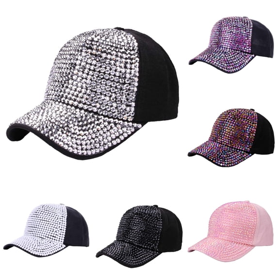 XIAOCHA Womens Rhinestone Mesh Trucker Cap Adjustable Hat Band Ball Hat,Silver