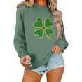 thumbnail image 1 of XIAOCHA Womens Rhinestone Shamrock Print Crewneck Sweatshirt Drop Shoulder Graphic Long Sleeve Pullover Lightweight Daily Wear Sweatshirt, 1 of 6